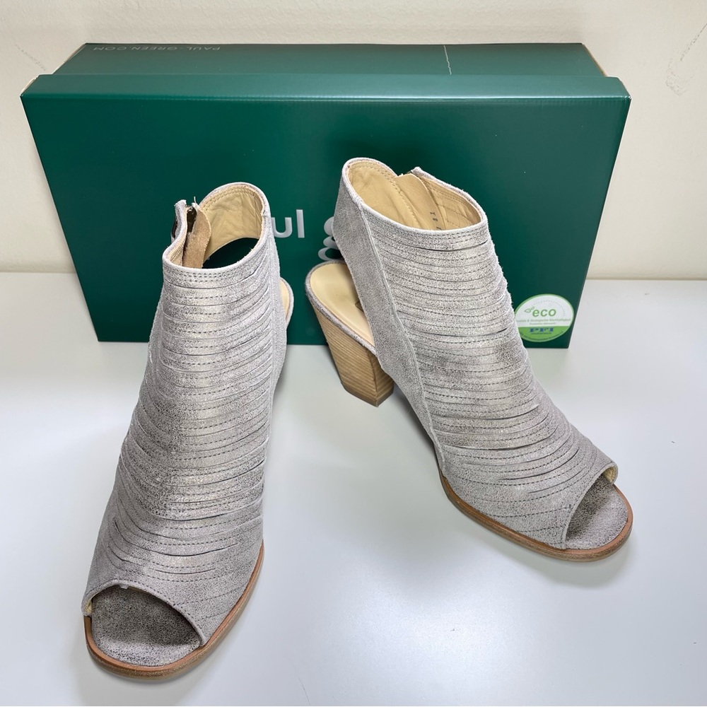 PAUL GREEN Cayanne Leather Peep Toe Sandal BOOTIE SMOKE LEATHER Size 7 US W/Box